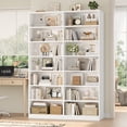 thumbnail image 3 of Hiphuta 84" Tall Double Wide 7-Tier Bookcase with 14 Cubes, Large Open Bookcase for Home Office and Living Room, Freestanding Display Book Shelves, White, 3 of 10