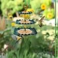 thumbnail image 4 of FeiFu Tiered Bird Feeder and Bath Combo,3-Story Double-Function Hanging Station with Spill-proof Design, Weather Proof Courtyard Garden Bird Feeder Green, 4 of 5