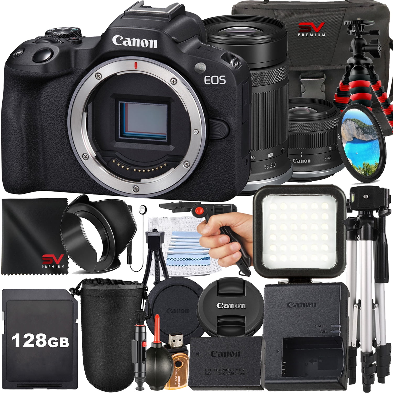 Canon EOS R50 Camera Bundle: RF-S 18-45mm, EF 75-300mm Lens