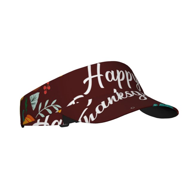 Fotbe Happy Thanksgiving Visera Deportiva con Diseño, Gorra Abierta Ajustable de Algodón para Mujer y Hombre