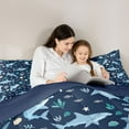 thumbnail image 4 of Feelyou Blue Shark Twin Bedding Sets 7pcs, Ocean Seashell Starfish Bedding Comforter Set, 4 of 8