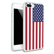 United States of America American USA Flag Protective Slim Fit Hybrid Rubber Bumper Case Fits Apple iPhone 8 Plus