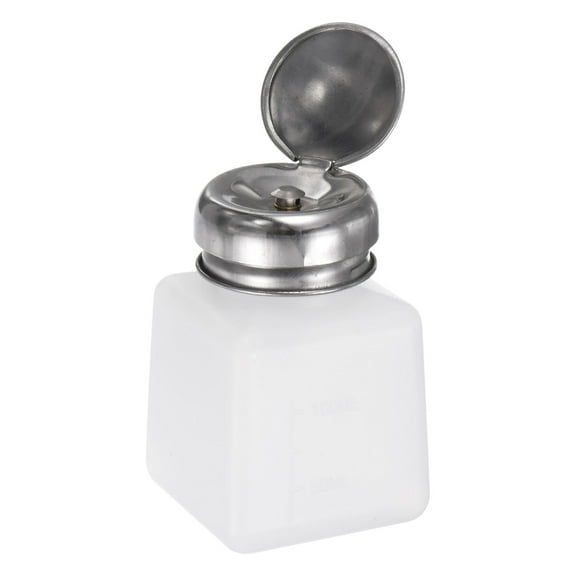 Uxcell Solvent Alcohol Dispenser 100ml(3.4oz) Press Type Liquid Dispenser Pump with Sealing Stainless Steel Lid, White