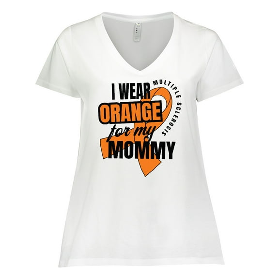 Inktastic I Wear Orange For My Mommy Multiple Sclerosis Awareness Women's Plus Size V-Neck T-Shirt