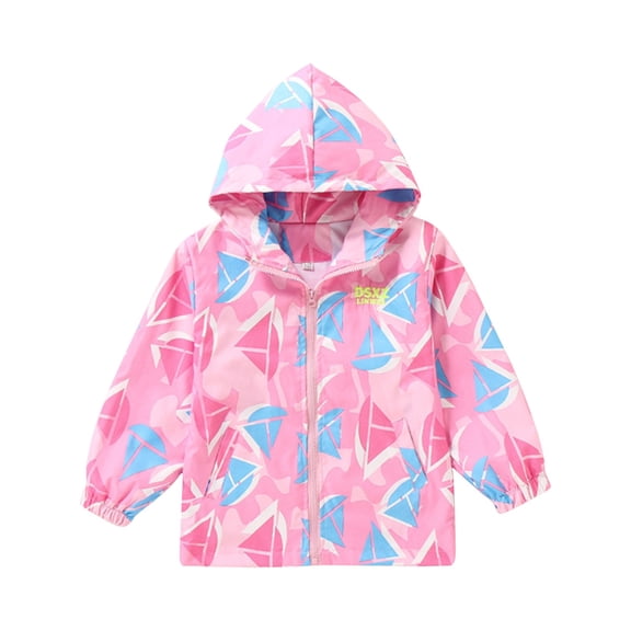 EnJoCho Boys Girls Toddler Rain Jacket Waterproo𝖿 Zipper Lightweight Windbreaker Coat Fleec𝖾 Lined Windproof Raincoat Pockets Outerwear Jacket