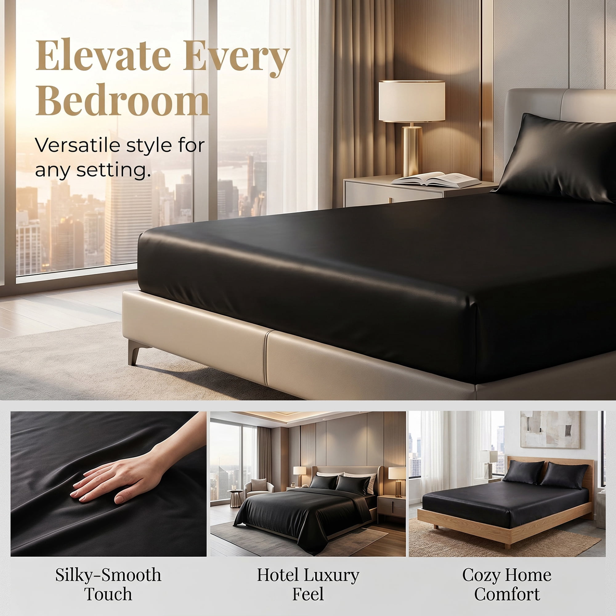 Unique Bargains Fitted Sheet Fiber Bed Sheets Breathable Soft and Comfortable 39.0"x74.8" Black