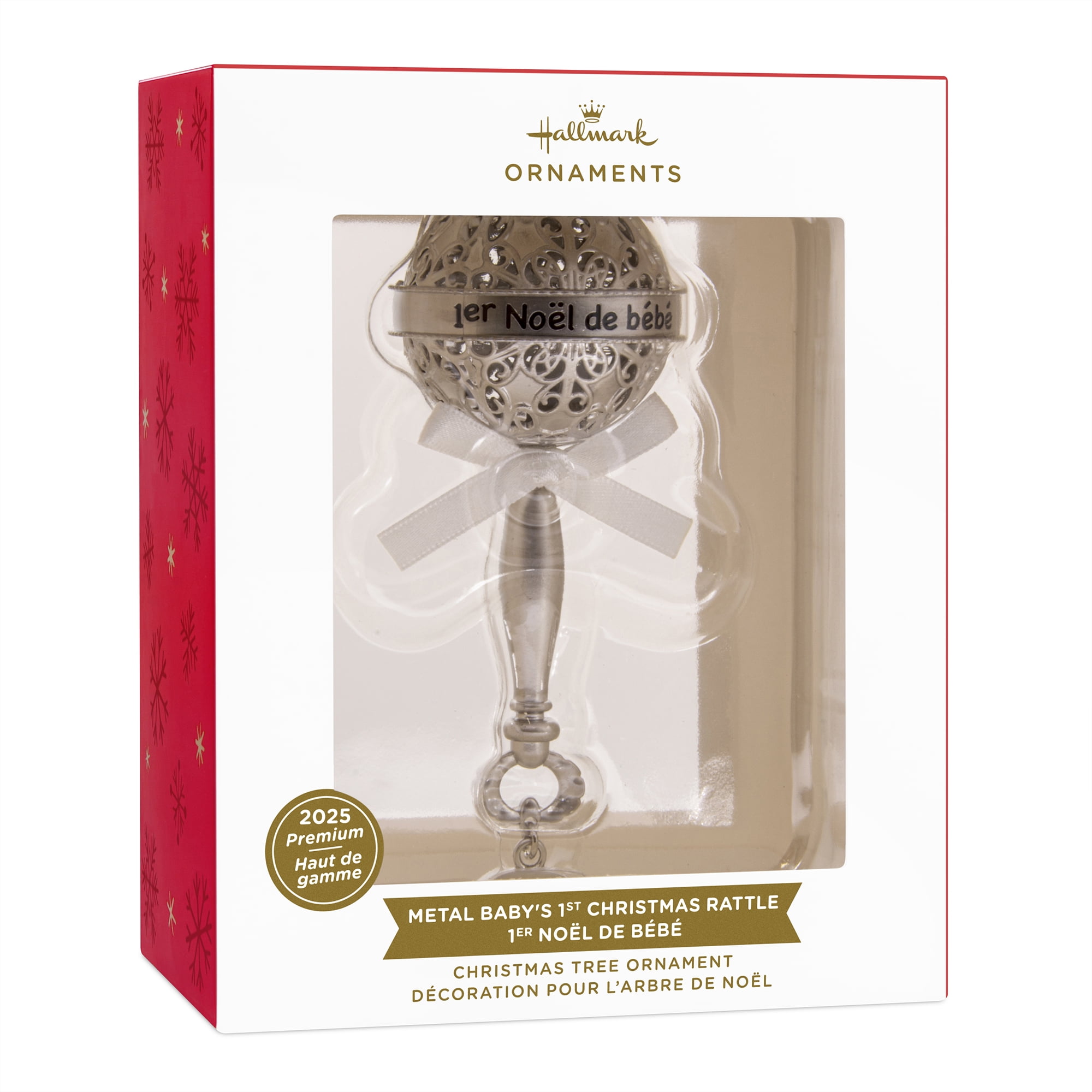 Hallmark 1er Noël de Bébé Silver Baby Rattle 2025 Christmas Ornament, Metal