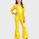 thumbnail image 3 of Mono para niños de color sólido con lentejuelas elegantes para fiestas de baile, actuaciones escolares, mangas largas, cuello redondo, pantalones acampanados, ropa combinada para fiestas y festivales,, 3 of 4