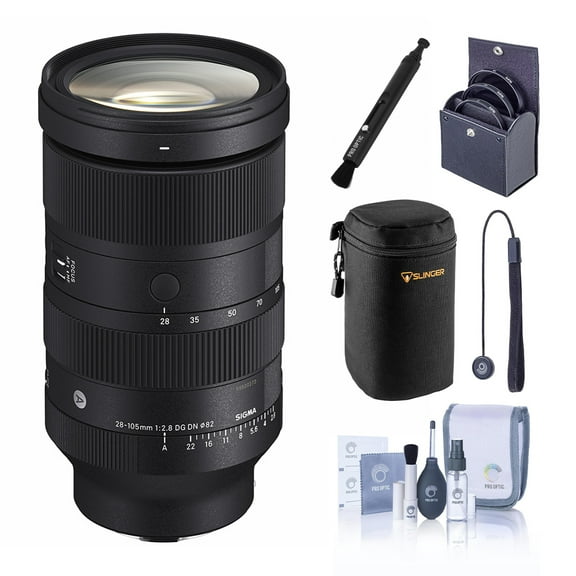 Sigma 28-105mm f/2.8 DG DN Art Lens for Sony E, Bundle with 82mm Filter Kit, Soft Lens Case, Lens Cap Tether and Cleaning Kit