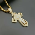 thumbnail image 3 of Newest Iced Out 14K Yellow Gold Big Cross Pendant Necklace for Men Gold Color Christian Cruzar Necklace Religious Jewelry, 3 of 7