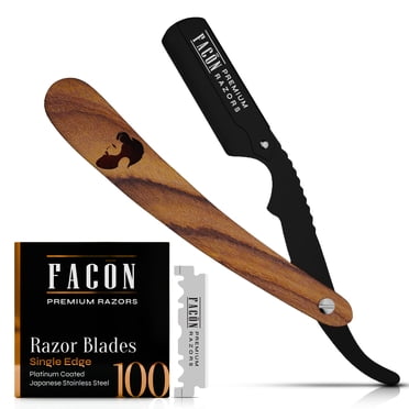 100 BLADES   Facón Professional Vintage Straight Edge Barber Razor - Salon Quality Cut Throat Shavette