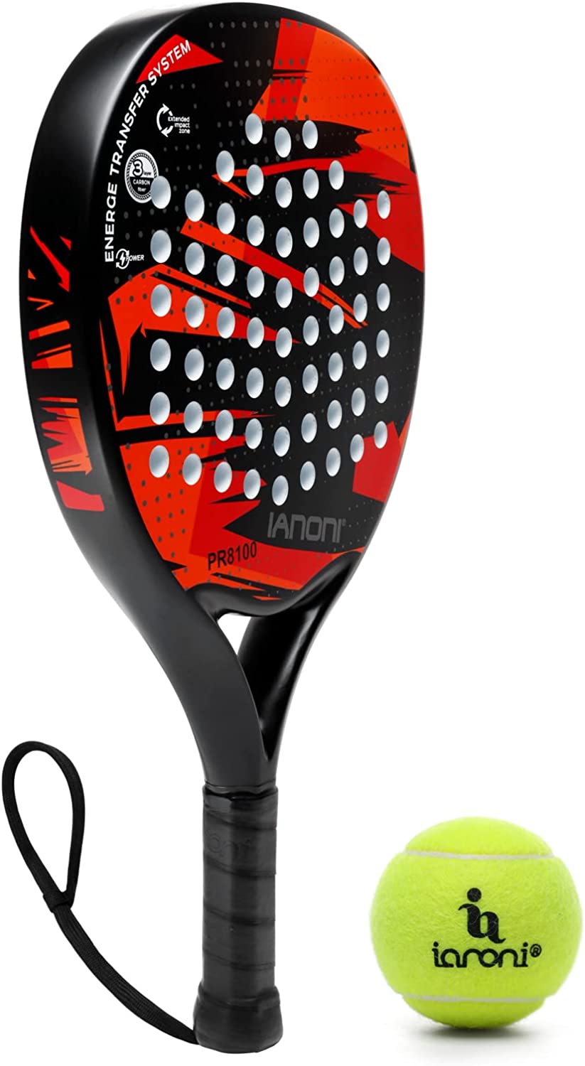 Padel Racket Carbon Fiber Surface with EVA Memory Flex Foam Core Lightweight Padel Racquet