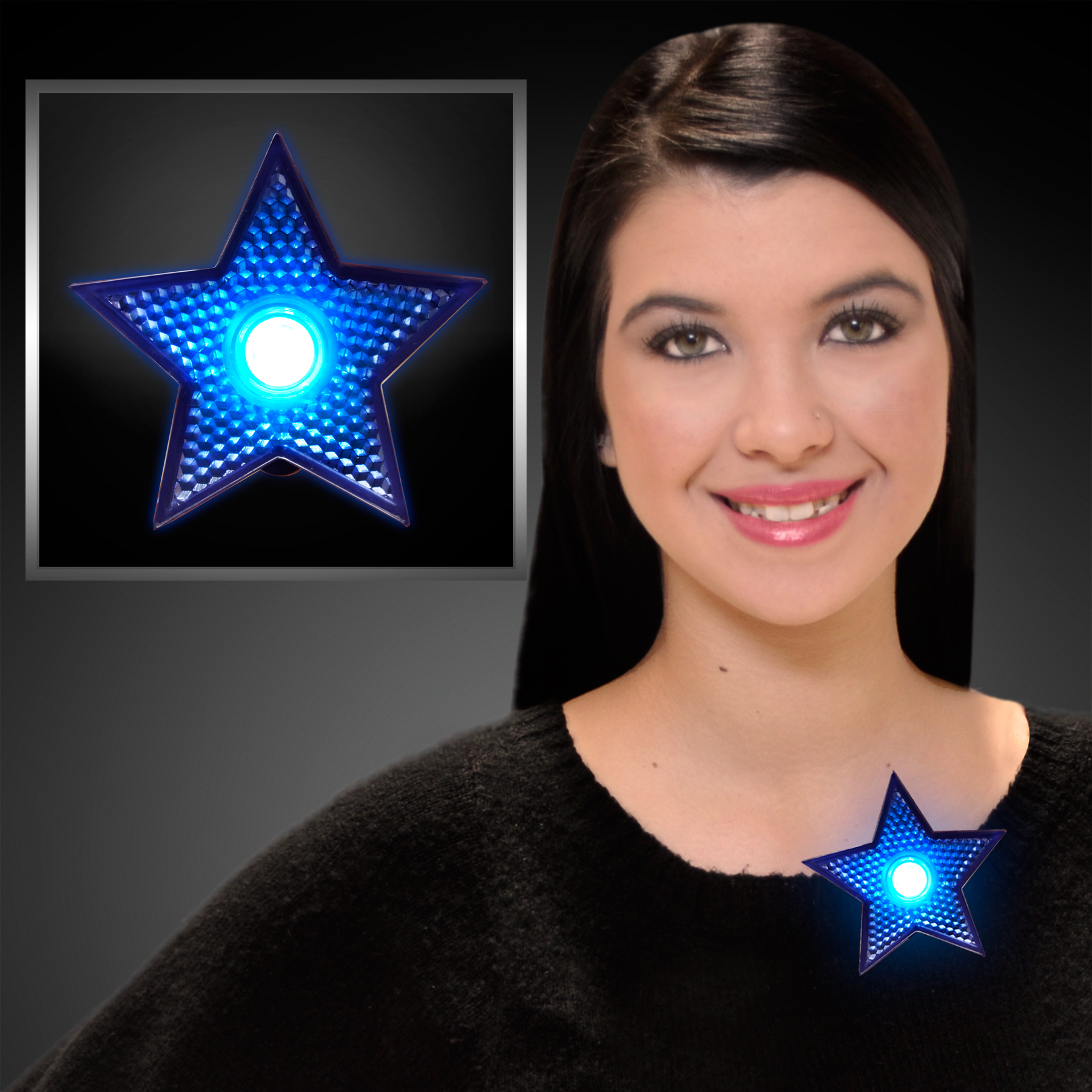 FlashingBlinkyLights Flashing LED Blue Star Clip