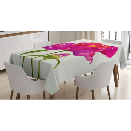 

Peony Tablecloth Warm Colored Flower Design with Vibrant Petals and Fresh Green Stem and Leaves Spring Rectangular Table Cover for Dining Room Kitchen 60 X 90 Inches Multicolor by Ambesonne