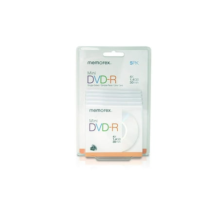 Memorex 30-min 4x Write-Once Mini DVD-R for DVD Camcorders, 5-Pack