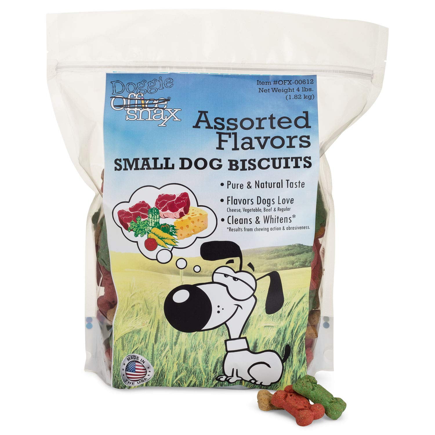 Office Snax Cheese, Vegetable & Beef Flavor Biscuit Treat for Dog, 4 lb.