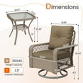 thumbnail image 4 of MRUAKA 3 Pieces Patio Furniture Set, Outdoor Swivel Gliders Rocker, Wicker Patio Bistro Set w Rattan Rocking Chair, Glass Top Side Table Thickened Cushions for Porch Deck Backyard (Khaki), 4 of 7