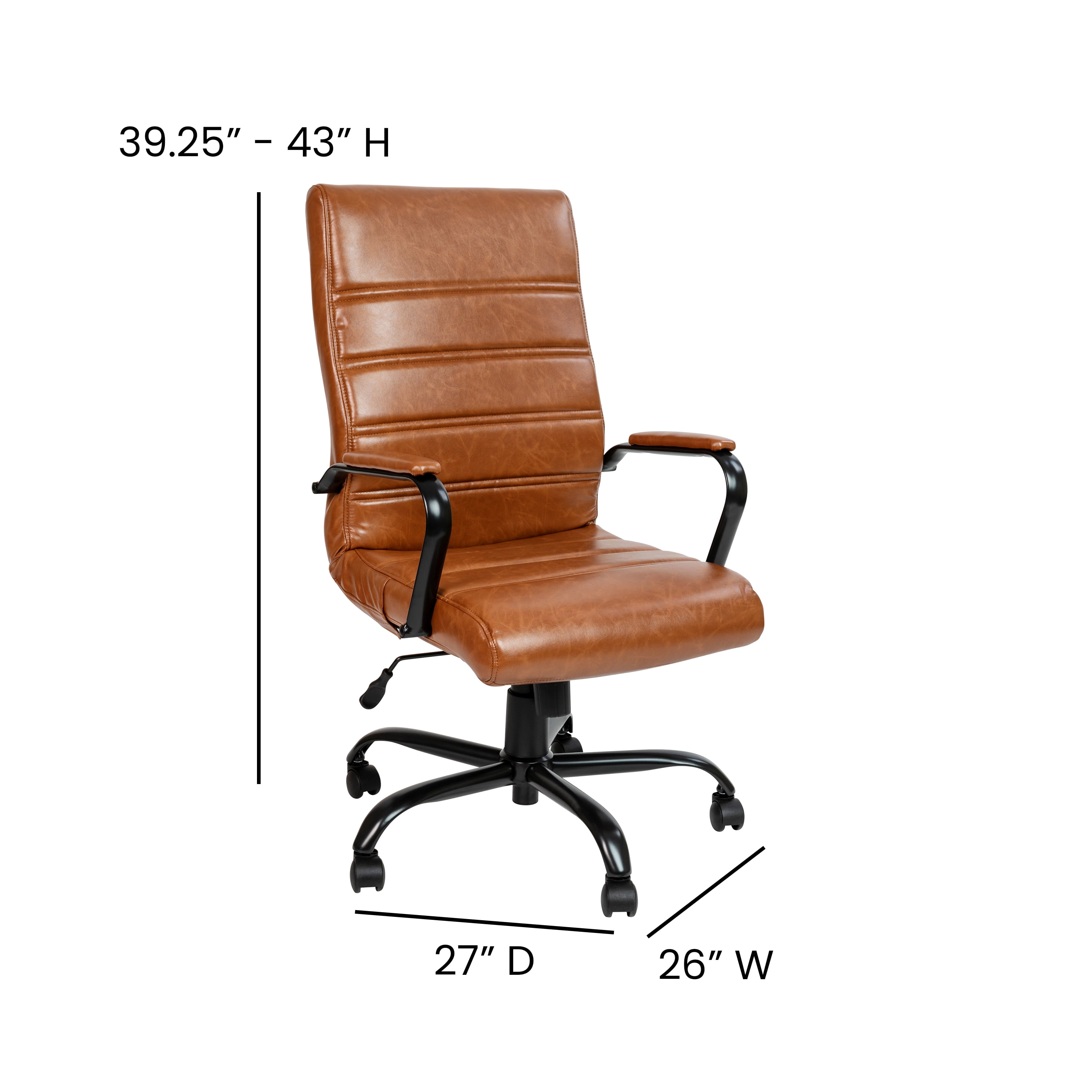 BizChair High Back Brown LeatherSoft Executive Swivel Office Chair with Black Frame and Arms