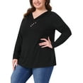thumbnail image 4 of Agnes Orinda Plus Size Tunic Tops for Women  Long Sleeve V Neck Button Fall Pullover Shirt Loose Blouse 2X Black, 4 of 6