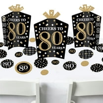 Big Dot of Happiness Adult 80th Birthday - Gold - Birthday Party Decor and Confetti - Terrific Table Centerpiece Kit - Set of 30
