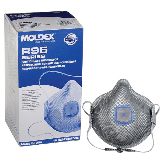 Moldex 2740R95 R95 Particulate Respirators with HandyStrap & Ventex Valve, 10/Box