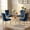 47"Table*4 Blue Velvet Chairs Gold Leg style 1, variant on Sumdeal 47" Modern Round Clear Glass Dining Table Set for 4, Chrome Silver Table & 4 Black Velvet Dining Chairs with Brushed Silver Legs