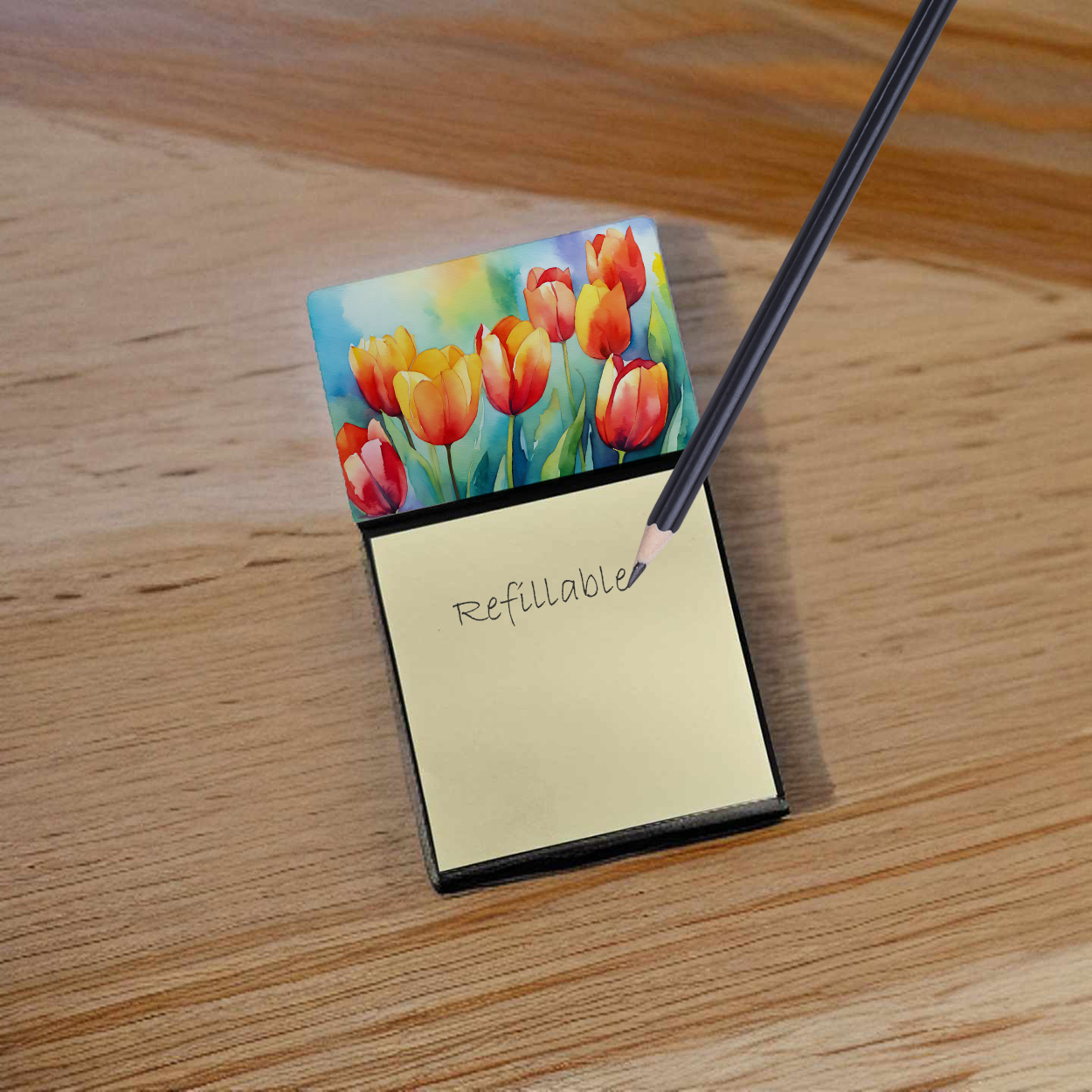 Tulips in Watercolor Sticky Note Holder 3.25 in x 5.25 in