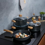 Korkmaz Montana 2 Piece 8 Liter Aluminum Nonstick Casserole Dish with Lid and Faux Wood Handles
