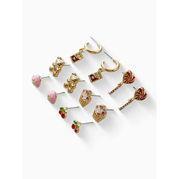 Way to Celebrate Valentine's Day Hearts and Bears Motif Earrings, 6 Pairs
