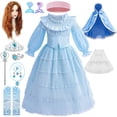 thumbnail image 2 of Disfraz de princesa de La Sirenita para niñas, traje plisado de hojas de loto para actuación de escenario, Halloween, Navidad, 2023 Fivean unisex, 2 of 2