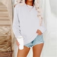 thumbnail image 3 of Elabch Womens Tops Long Sleeve Shirts for Women Crew Neck Casual Tunic Top Basic T Shirts Tees White XXL, 3 of 5