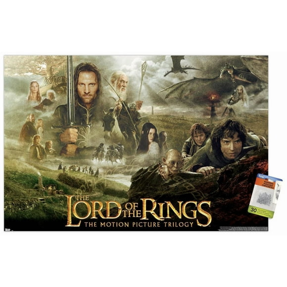 The Lord of the Rings: The Motion Picture Trilogy Wall Poster with Pushpins, 22.375" x 34"