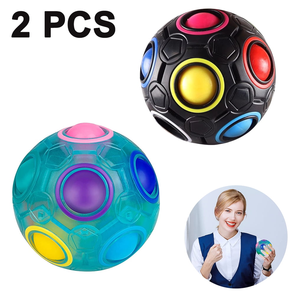 Children Color-Matching Fidget Toy Magic Cube Rainbow Puzzle Ball Stress Reliever Magic Ball Brain Teaser for Kids and Adults Boy Girl Holiday