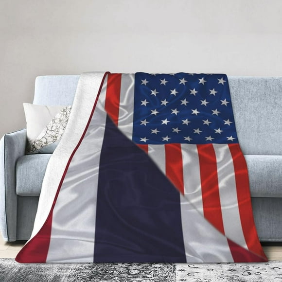 America and Thailand Thai Triangle Flag Blanket Soft Throw Blankets All Season Flannel Blankets 50"X40" for Sofa Couch Bed Living Room Black Throw Blanket
