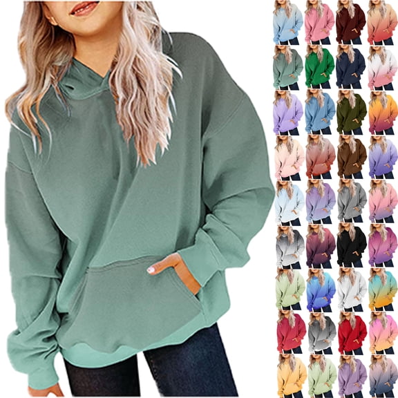 Vibrex Hoodies for Teen Girls Trendy Preppy Hooded Oversized Cute Sweatshirts Long Sleeve Gradient Hoodies for Girl T-shirt Top Girls Cute Pullovers for Teens Baggy Winter Trendy Clothes