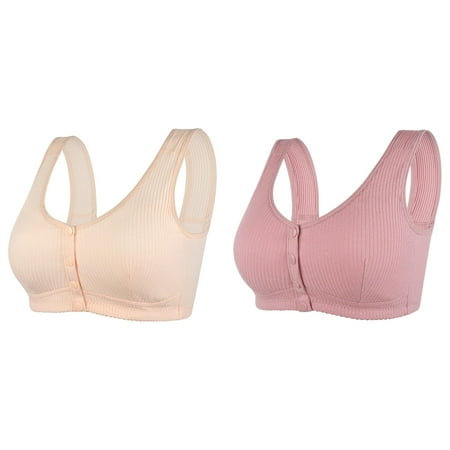 Rinsvye 2 Pcs Womens No Steel Ring Pack of Bras Front Close Bra T Bras for Women Packs Back Plus Size Seamless Strapless Front Buckle Lift Bra Unlined Bra for Large Medium Bra Bust