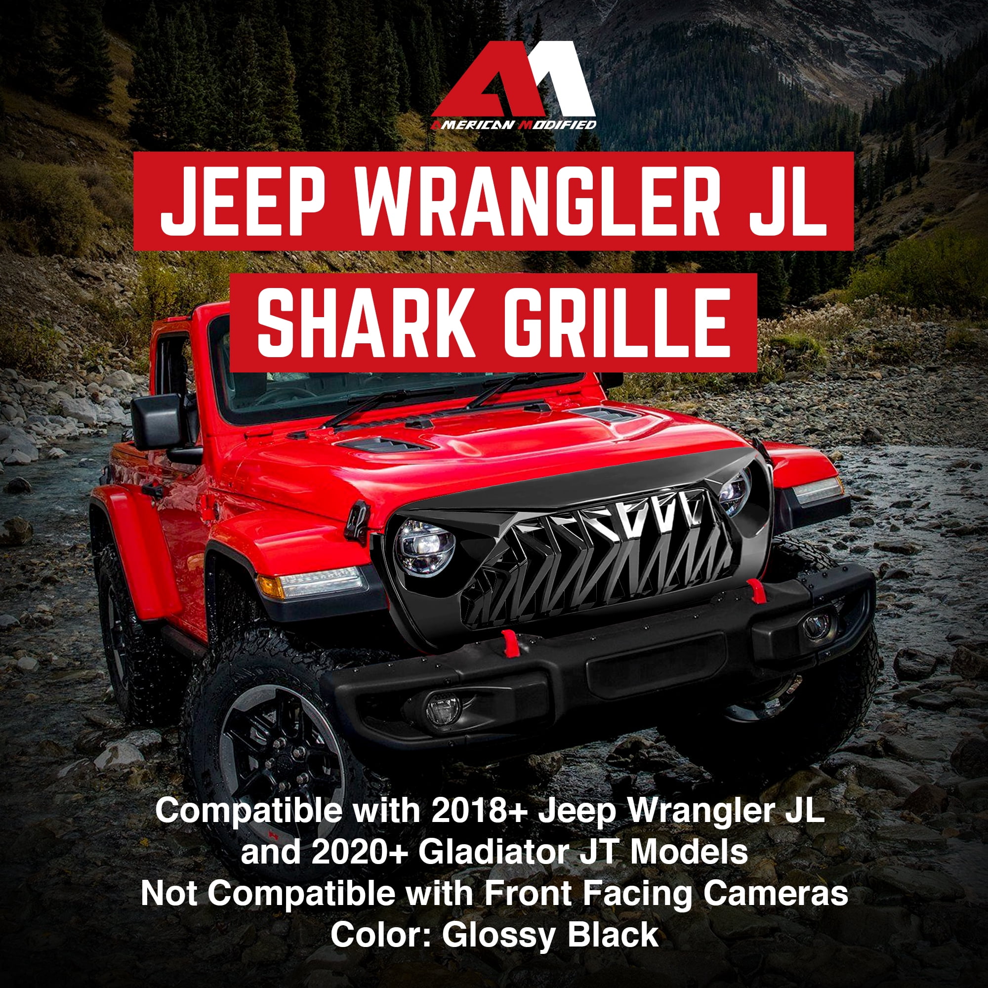 AMERICAN MODIFIED Shark Grille for 2018+ Wrangler JL & 2020+ Gladiator JT