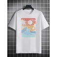 thumbnail image 3 of Haga una declaración con esta elegante camiseta gráfica: estampado de cocoteros y olas para ropa de verano para hombres, 3 of 4