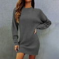 thumbnail image 3 of Efsteb Women's Long Sleeve Sweater Dresses Crewneck Casual Knitted Sweater Dress Trendy Fall Pullover Sweater Dress (Dark Gray,XXXL), 3 of 8