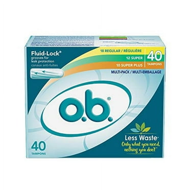 o.b. Original Non-Applicator Tampons, Regular, Super, & Super Plus Absorbancies, 40 Count (Pack of 1)