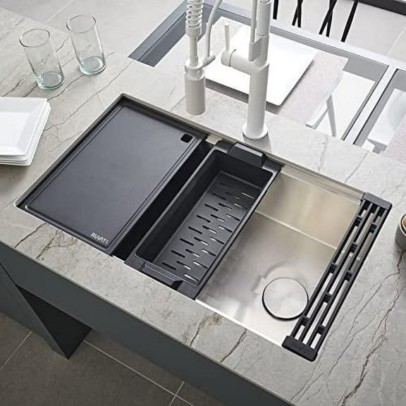 Ruvati 17 x 11 inch Matte Black Composite Replacement Cutting Board for Ruvati Workstation Sinks - RVA1217BWC
