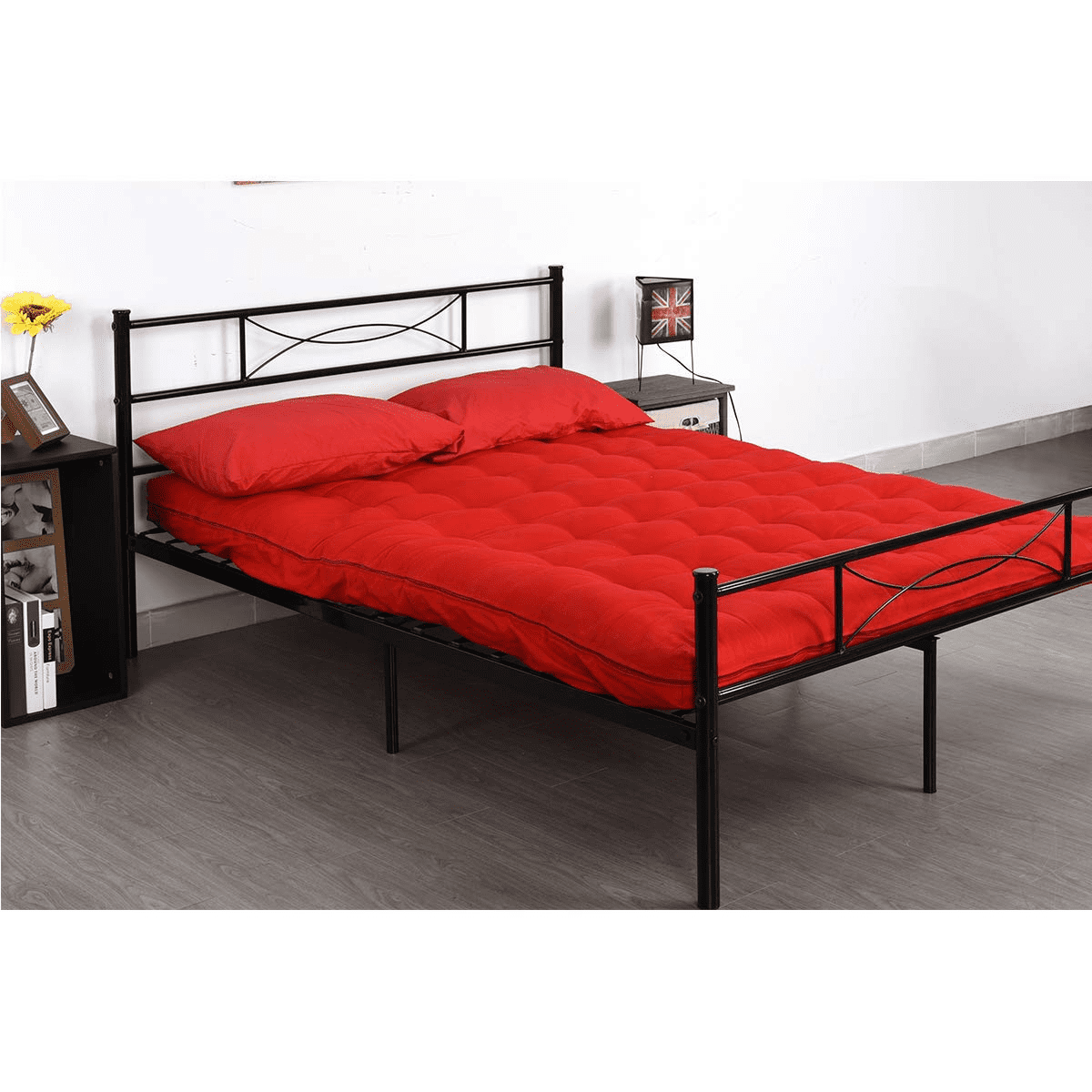 Full Size Metal Bed Frame Platform Headboard Steel Foundation Bedroom