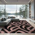 thumbnail image 2 of ODIKA 8'x10' Washable Area Rug Grey Contemporary Punk Interlocking Brushstroke Swirl Pink Abstract Refined for King Size Bedroom Under Bed, Master Suite, Non-Shedding, Easy Care, 2 of 7