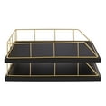 thumbnail image 2 of Kate and Laurel Benbrook Stacked Metal and Wood Letter Trays, Black and Gold, 2 of 6