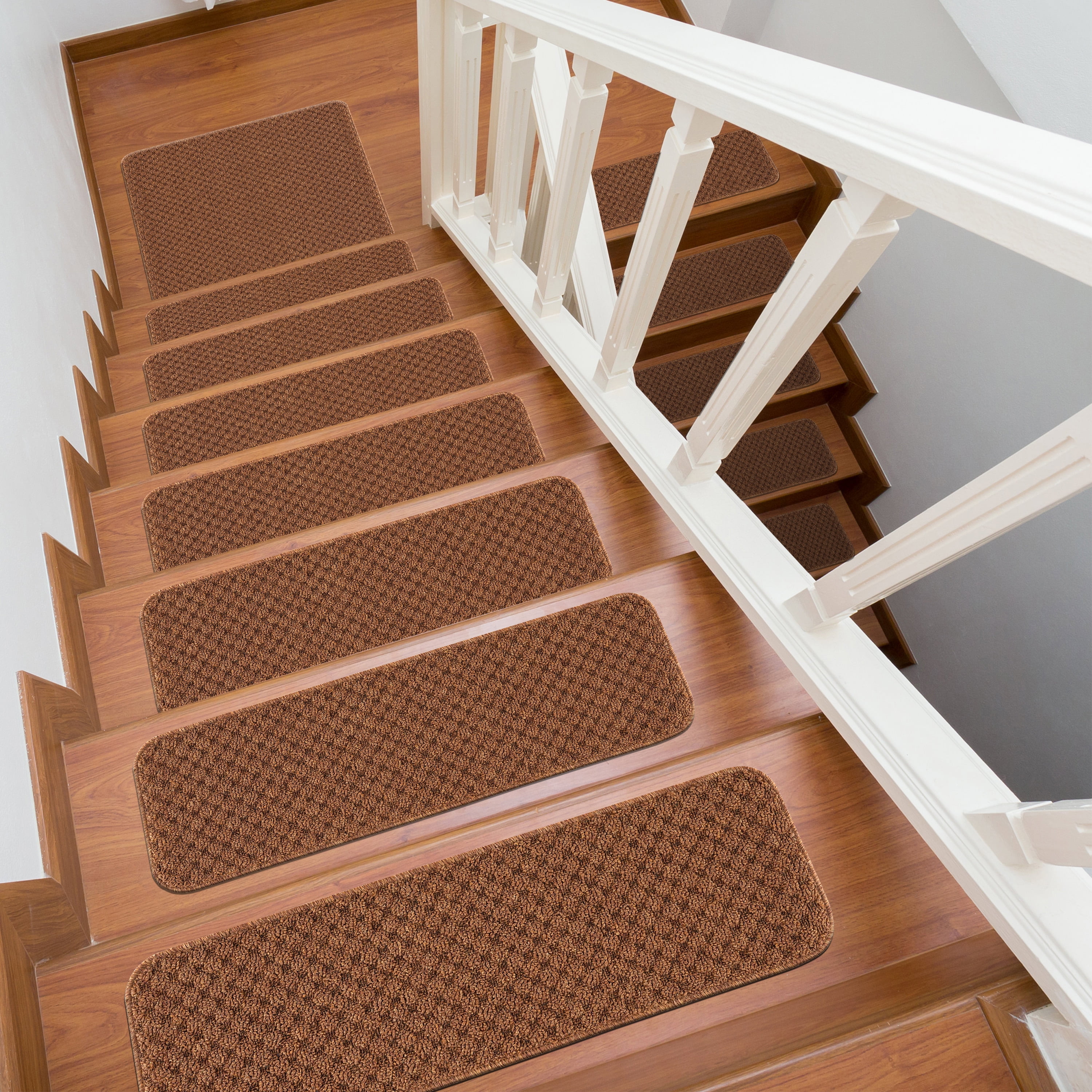Beverly Rug Stair Treads for Wooden Steps with Matching Mat, Waffle