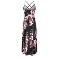 thumbnail image 4 of SMihono Robe Maxi Bohème d'Été pour Femmes Grande Taille Robe Maxi Asymétrique pour Femmes Décontractée à Col en V d'Été à Fleurs Sans Manches Robes de Plage Évasées Robe d'Été, 4 of 8