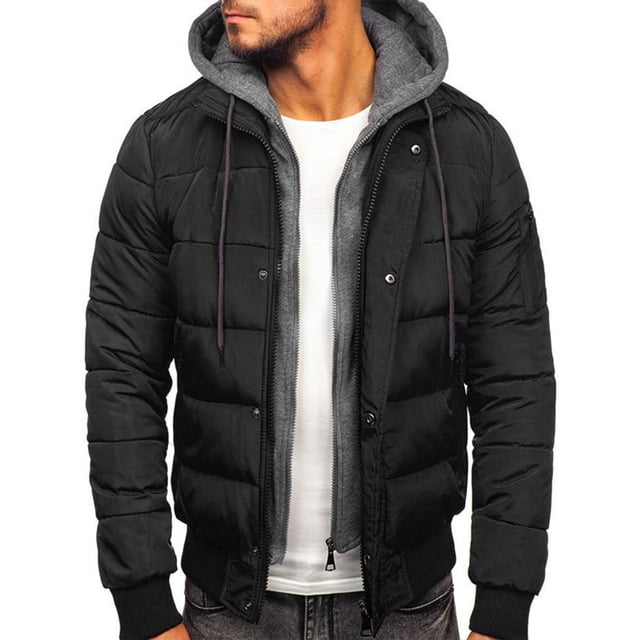 Hombres Calientes Con Capucha Puffer Chaquetas Abrigos Invierno Cremallera Casual Parka Cálido Acolchado Ropa De Abrigo Abrigos