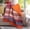 Bohemian Red and Orange, variant on Bohemian Patchwork Blue Microfiber Quilted Throw Blanket 50"x60" for bed, couch, sofa and all seasons