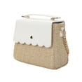 thumbnail image 2 of Packed Party Women's Woven Straw Crossbody Bag with Faux Leather Scallop and Chain Strap, White, 2 of 8