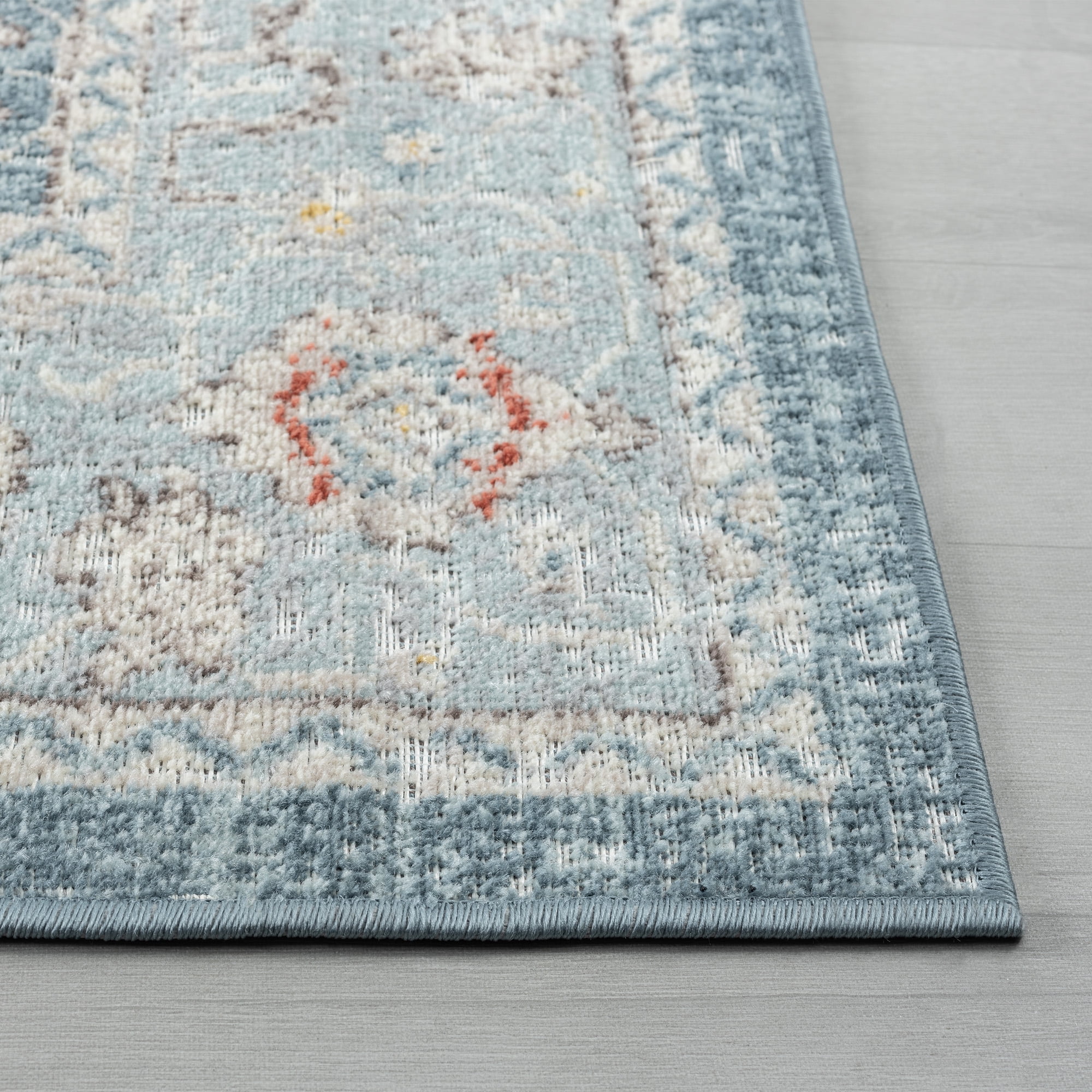 Ox Bay Blake 9' x 12' Indoor/Outdoor Area Rug, Blue/Rust Medallion, Durable and Easy Care